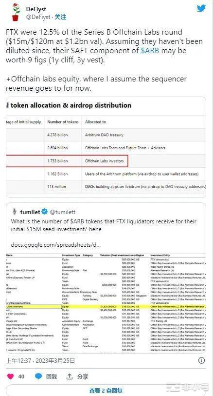 FTX要砸盘Arb？Alameda早期投资空投数千万枚ARB