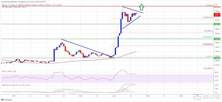 比特币BTC价格上涨速度可能超过20.5K美元