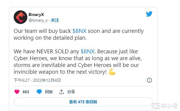 BinaryX团队出售国债代币的传闻导致BNX价格暴跌80%