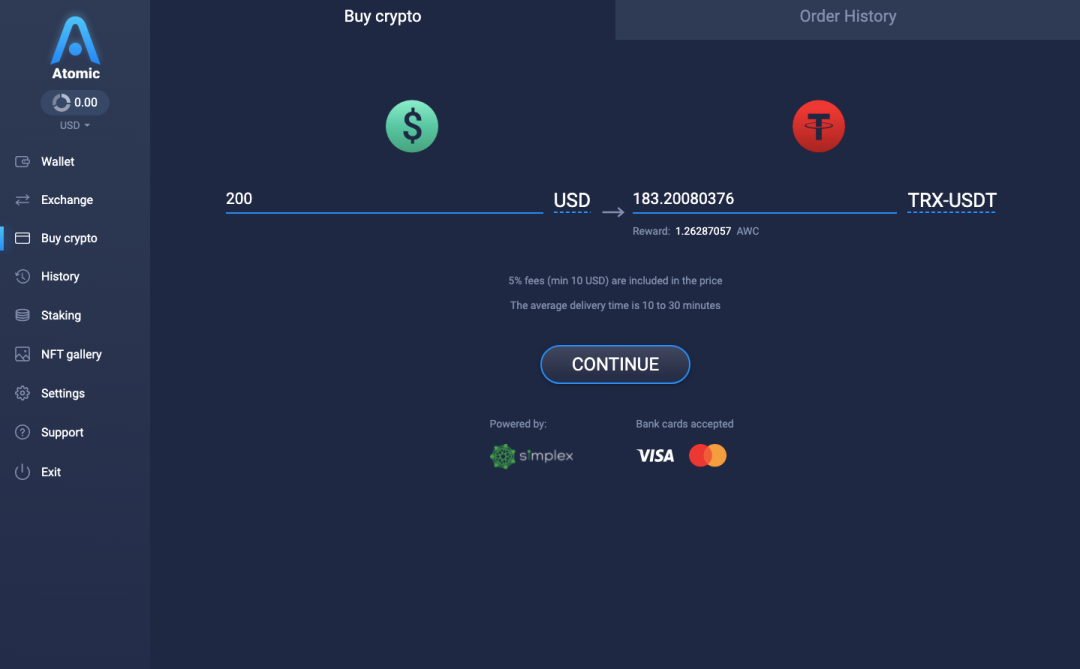 AtomicWallet已支持TRC20-USDT