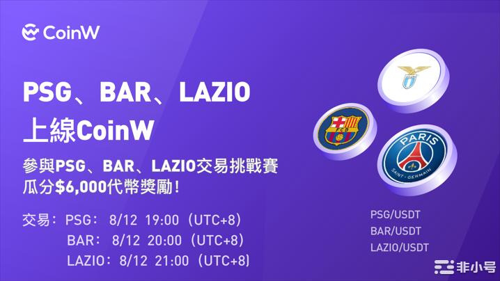 CoinW上线PSG,BAR,LAZIO世界杯概念助粉丝代币