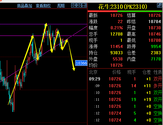 K线雷神：3.14【花生10合约】收阴线今日行情分析