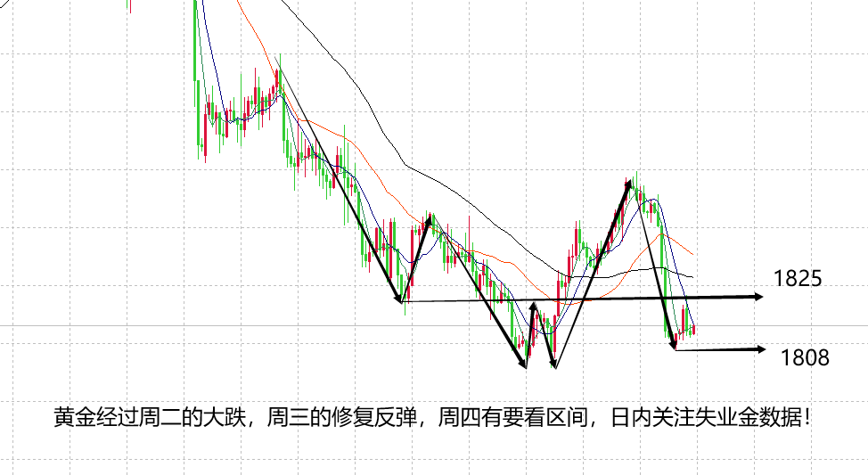 山海：黄金1825压制准确无误日内低位震荡等数据！