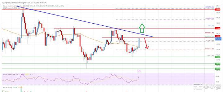 比特币（BTC）现金分析：关键突破阻力位于118美元