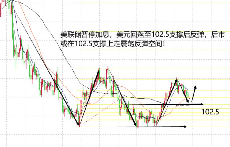 山海：美联储暂停加息黄金弱势下跌等破位！