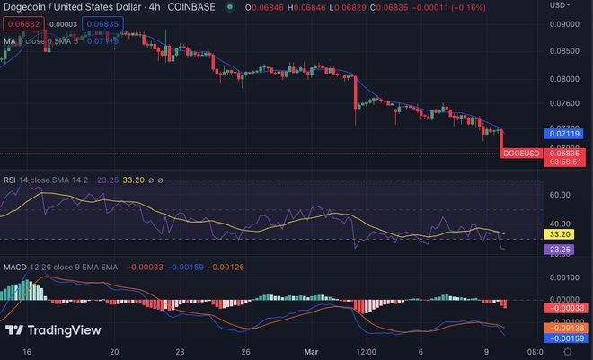 狗狗币价格分析：DOGE在0.06934美元获得看跌势头