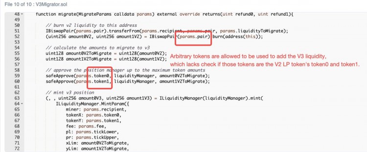 Biswap V3 Migrator合约漏洞百出，假代币攻击让用户赔惨了