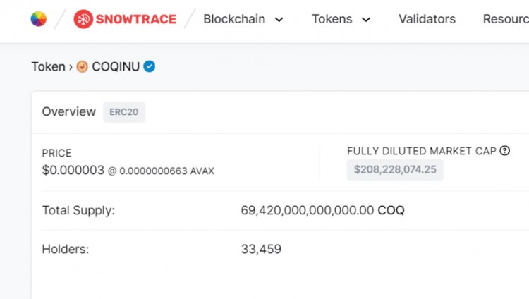 COQINU一周内上涨110持有者飙升至33000人COQ在ATHBONK市值中值多少钱