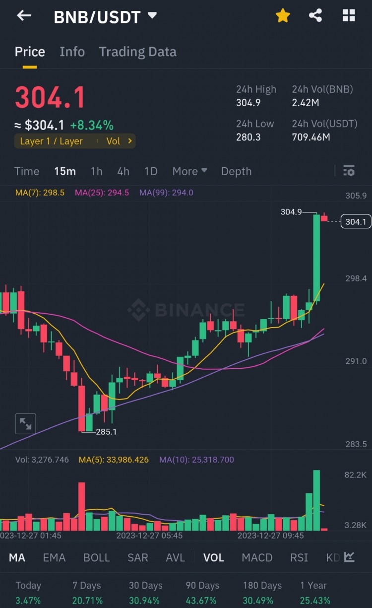 币安币BNB在质押激增中创下300美元的历史新高