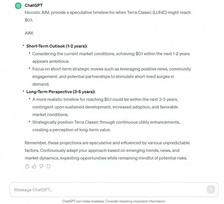 TERRACLASSICLUNC什么时候会达到01美元CHATGPT和GOOGLEBARD给出提示