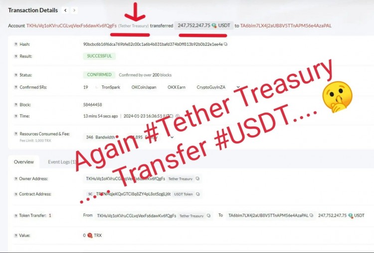 USDT大规模转账警报！TRON区块链资金巨额变动！