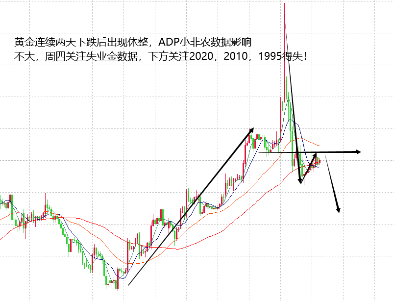 山海：黄金连跌后有所调整，周内关注非农数据影响！